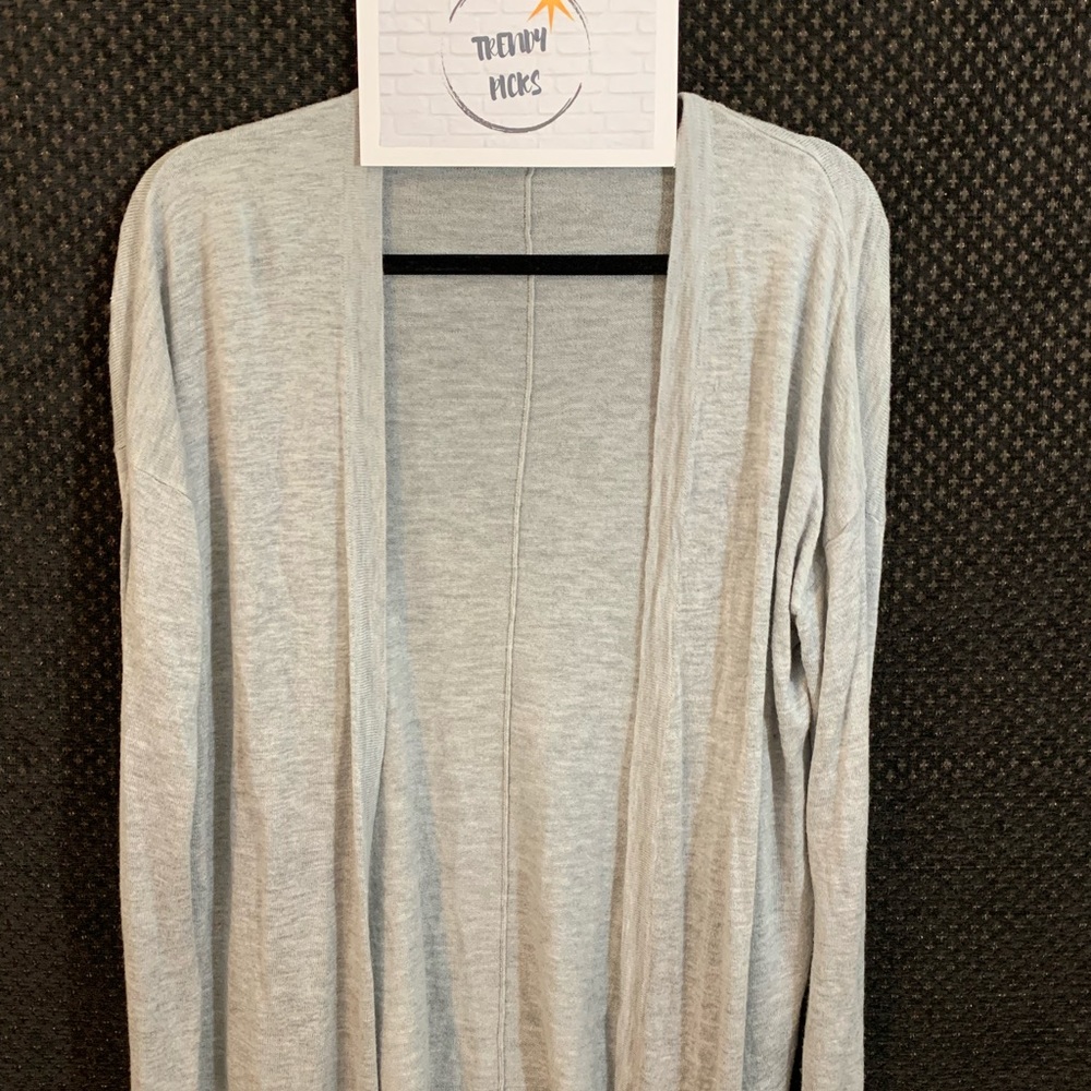 Long Gray Cardigan Sweater